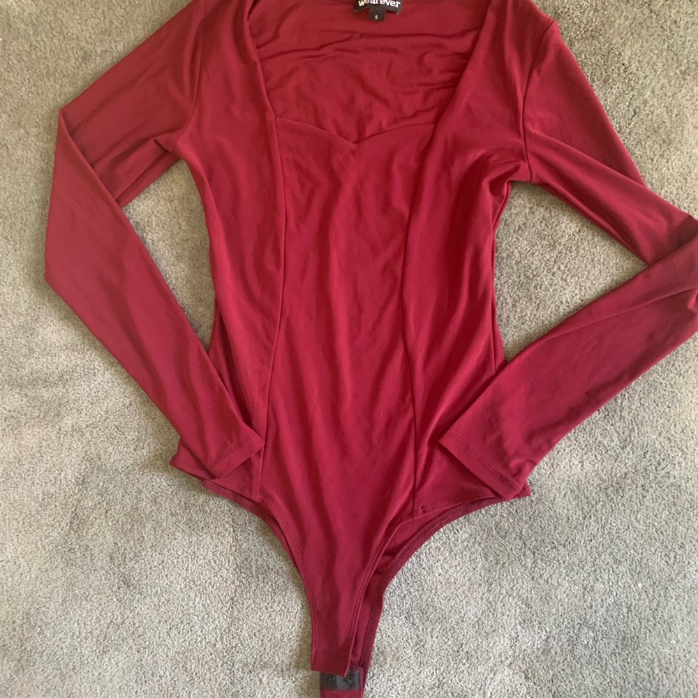 Red Long Sleeve Bodysuit